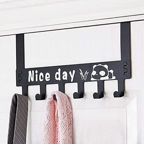 DOCAT Over The Door Hanger Hanging for Clothes Coats Bags Robes Towels bathrooms Closets Door Hooks Strong Anti-Rust Light Weight 6 Hook (Black) Storage hook