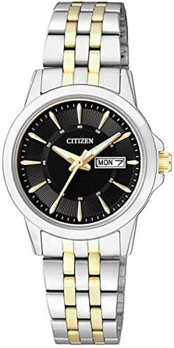 Citizen Watch for Women, Quartz Movement, Analog Display, Black Stainless Steel Strap-EQ0608-55E