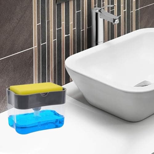 2-in-1 Soap Dispenser with Sponge Holder Kitchen Dish Soap Pump Caddy