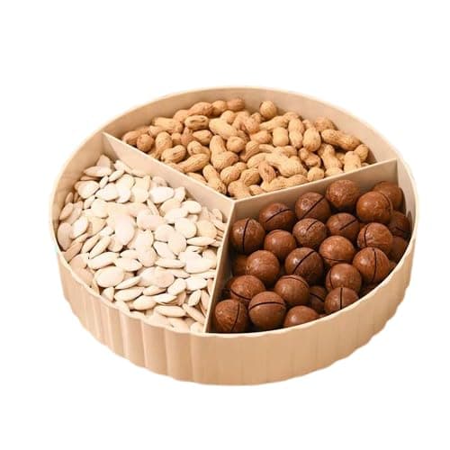 3 Section Serving Plate Tasali Round Appetizer Tray for Nuts Candy Snacks