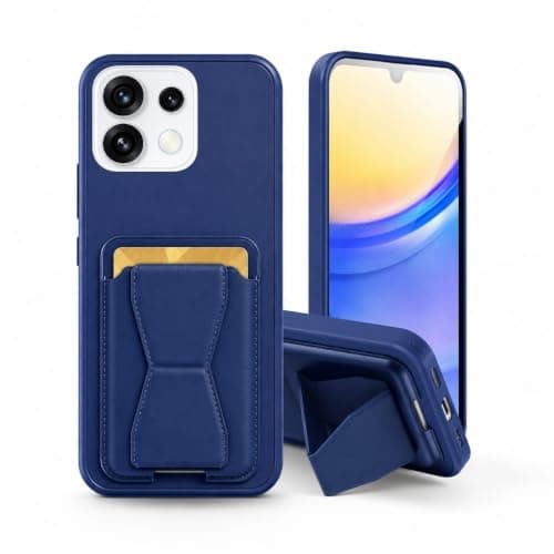 3M Store Leather Case Compatible for OPPO RENO 16F Shockproof Leather Back Card Storage & case built-in Stand PU leather for a stylish look, comfortable grip, Blue Cellular phone case