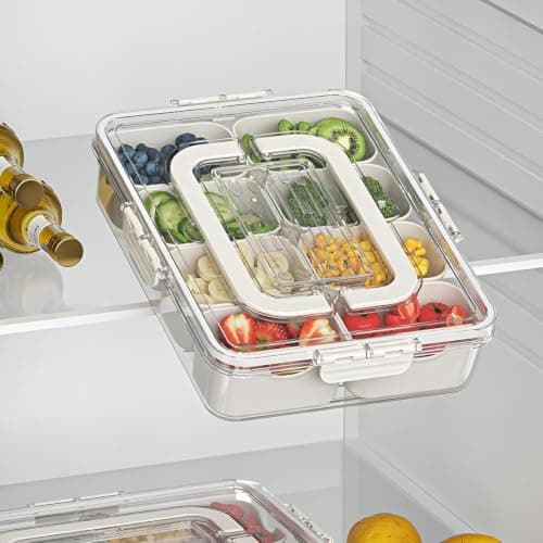 Acrylic Spice Storage Box 8 Dividers Airtight Kitchen Organizer 31x24cm Food storage container