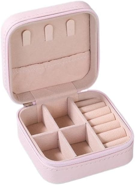 Square Leather Jewelry Travel Organizer Case for Rings Earrings Necklaces