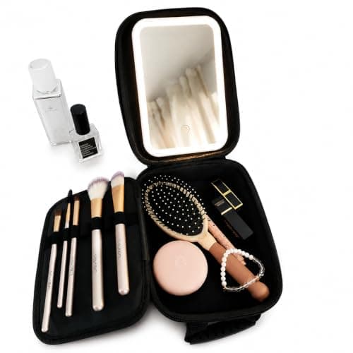 Portable Makeup Case with LED Light, Built-in Mirror and Adjustable Compartments XR-6619 Cosmetic case