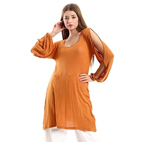 JAMILA Women Wide Round Collar Tunic With Sided Sleeves Slits TUNIC