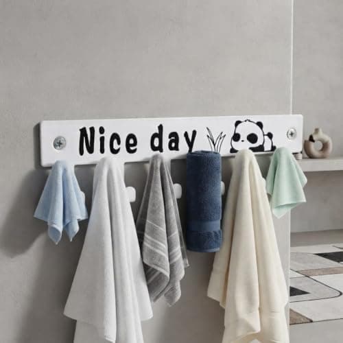 White Over the Door Hanger with 6 Hooks for Clothes and Bags No Drill