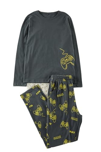 Trendyol Mens Men's Anthracite Colored Regular Fit Printed Pajamas Set - 100% Cotton Tmnaw24Pt00012 Pajama Set (pack of 1)