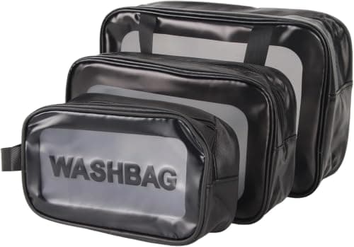 3-Piece Waterproof Leather Travel Toiletry Bag Set for Men and Women Cosmetic case