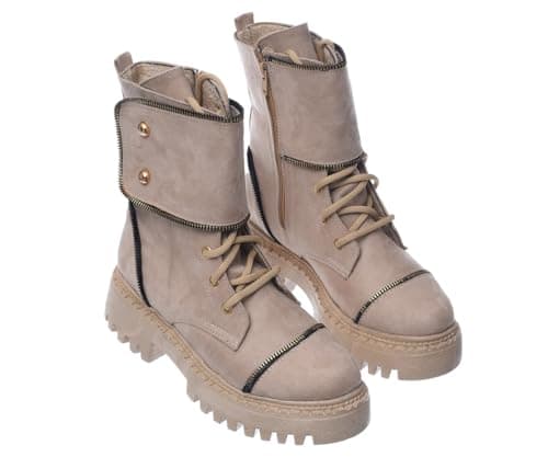 B&W womens B&W-W060-Beige Sneaker Boot