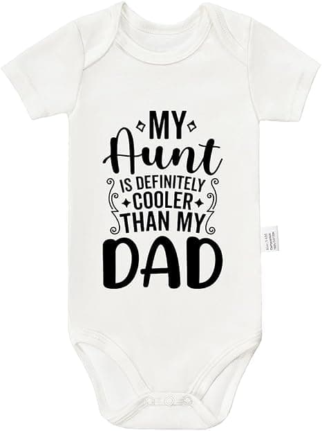 Baby Bodysuit My Aunt is Definitely Cooler Than My Dad, White | Ultra-soft Fabric, Machine Washable, Engineered Breathability, Tailored Fit, Short Sleeve Leotard