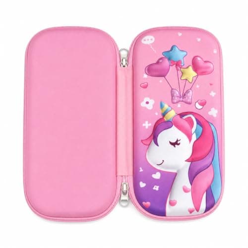 Pencil Case, New 3D Unicorn Design Cover, Large Capacity Student School Supplies Organizer, Spacious Zipper Storage Pouch for Pens, Pencils, Erasers, Rulers, Markers, Stationery, Classroom, Study Pink Carrier bag case