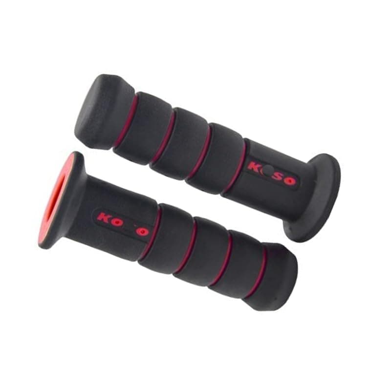 KaberTrade Motorcycle and Scooter Grips, Sports Design with Distinctive Color, Anti-Slip Shock Absorption for Palm and Better Control" (2 Piece Set, Black in Red, Code:9986) Handlebar grip