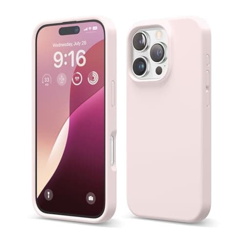 elago Silicone Case for iPhone 16 Pro | Full Body Protection, Shockproof, Slim Phone, Anti-Scratch Soft Microfiber Lining (Lovely Pink) Cellular phone case
