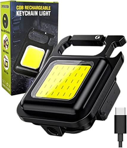 Kapper Trade Portable High Bright LED Square Light LED Mini Rechargeable Waterproof 4 Light Modes Key Ring with Folding Stand and Power Magnet - KapperTrade