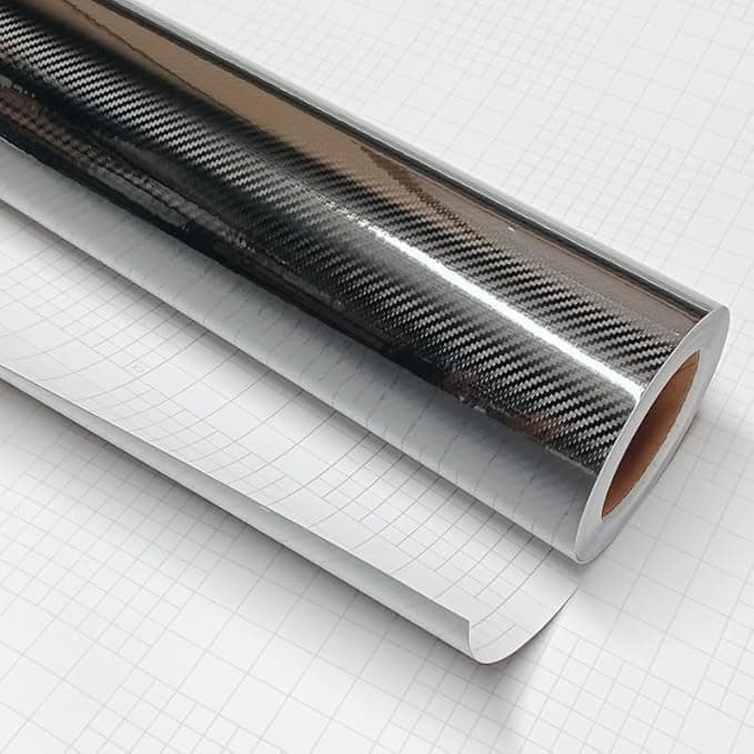 Carbon Fiber Pattern Black Vinyl Sticker for Cars Self Adhesive Bubble Free Paint Protection Film for Indoor and Outdoor Use (Black,Glossy,2m Long,30cm Wide) Sticker decal
