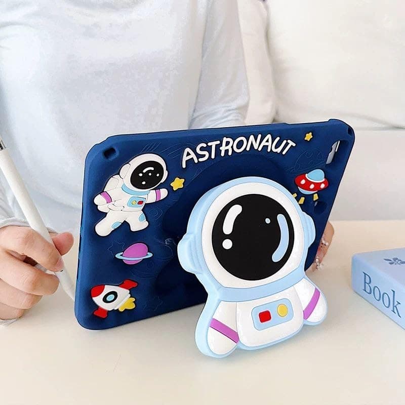 Eco Cartoon 3D Silicon Handle Stand Cover For iPad Air 11 Inch (M3/M2-2025/2024), iPad Air 5th/4th Generation Case (2022/2020) 10.9 Inch, Funda Case (With Rope) (Space POP) Cellular phone case