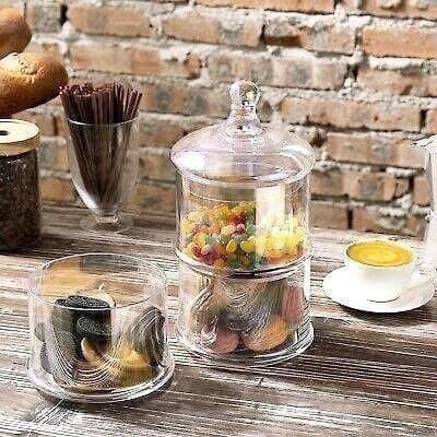 Generic 3-Tier Diamond Candy Stand, Clear Pyrex Glass, for Sweets and Nuts, 3 Bonbonnieres with Lids .A2 Item stand