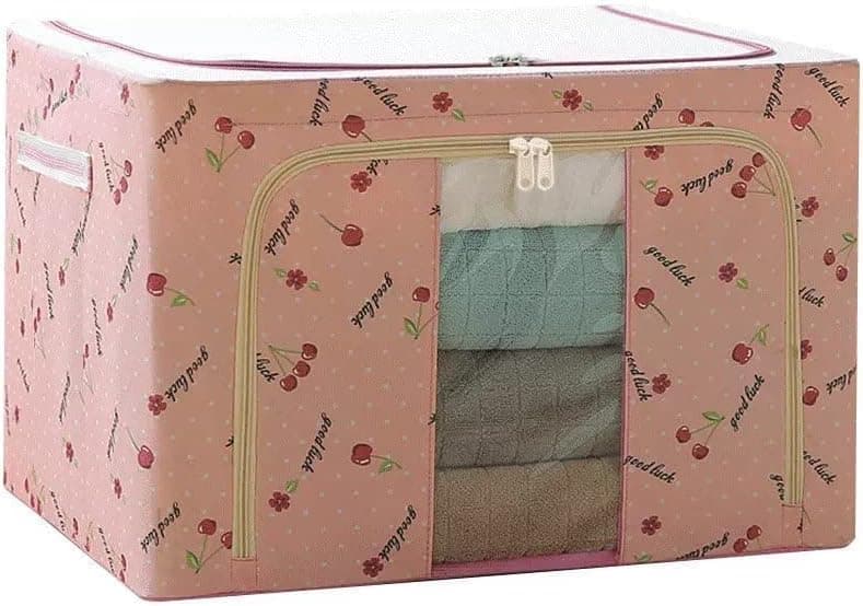 100L Large Storage Box Foldable Metal Frame Clothes Items Organizer Bin