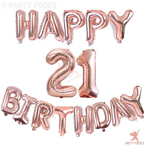 Party Propz 21st Birthday Foil Balloons “Happy Birthday” Banner Combo For Girls 21st Birthday Decorations Items