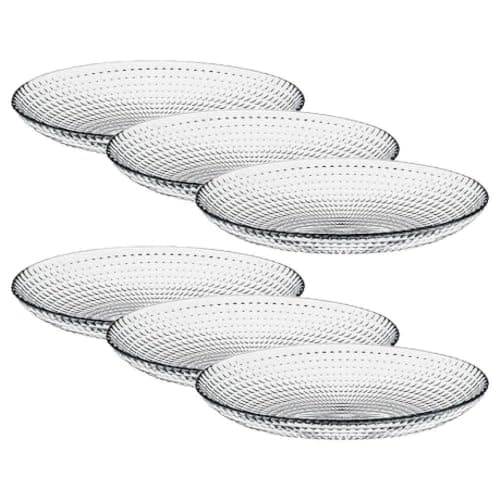 Crystal Glass Bowl Set of 6 5.5 Inch (14 cm) - Oval Serving Plates for Nuts and Desserts - Medium Glass Plates