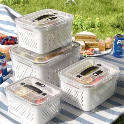 11-Piece Rectangular Food Storage Set for Marinating Meat and Vegetables