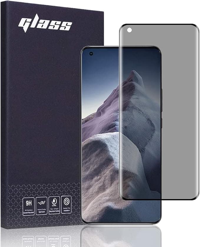 Privacy Screen Protector for Mi 11 Ultra/Mi 11 Pro [Anti-Spy] [Anti-Scratch] Tempered Glass Screen Protector Film [Ultra HD] [Bubble Free] [Easy Installation] [End to End] No Fingerprint Support