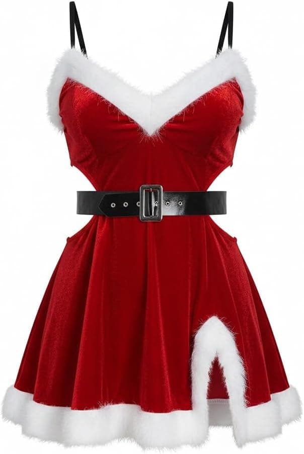 Womens Christmas Costume Nightgown Red - One Size up to 80 Kg - HN 9016
