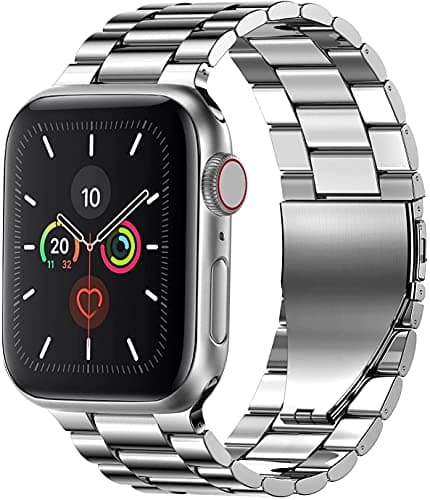 Replacement Stainless Steel Strap Compatible with iWatch Series 5/4/3/2/1 (Silver) Watch band