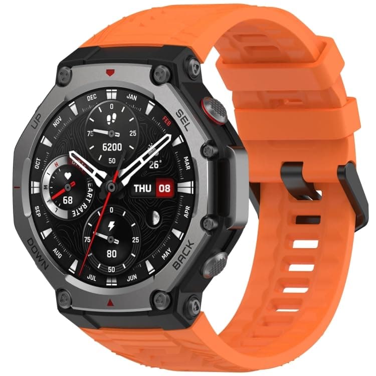 Watch Strap (Compatible with T-Rex 3 watch), Made Of Soft and Comfortable Silicone in solid Color with Needle Buckle (Orange)