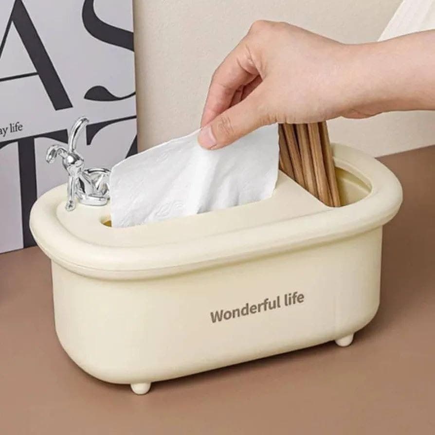 Generic Bathtub Shaped Tissue Box Holder, Acrylic, for Makeup Brushes and Toiletries Organisation, Cream, .bak Facial tissue holder