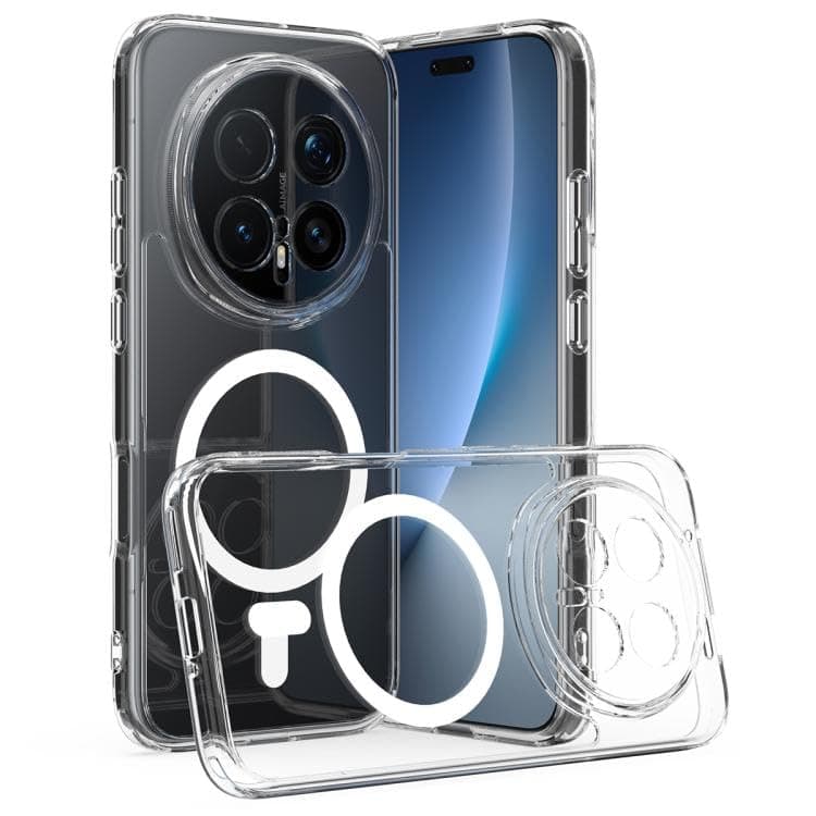Case Cover Transparent (Compatible with Honor Magic 8 Pro) Protective Phone Case with Frame And Magnetic Feature Anti Yellowing Supports Wireless Charging Lightweight and Durable (Clear) Cellular phone case