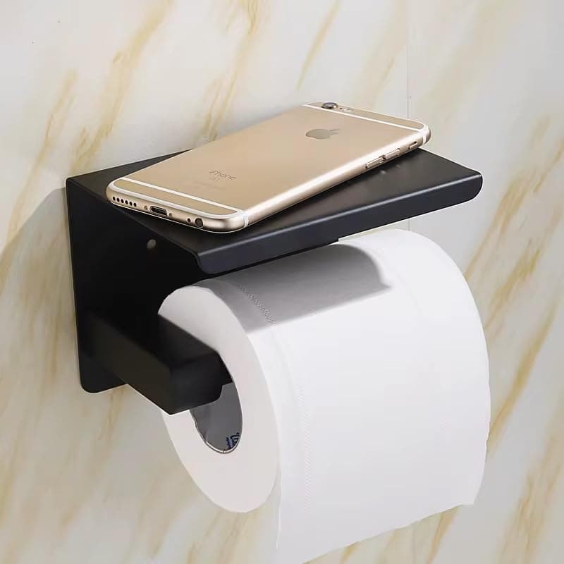 Black Stainless steel 304 toilet tissue paper holder - roll toiler paper holder with shelf premium quality toilet paper holder