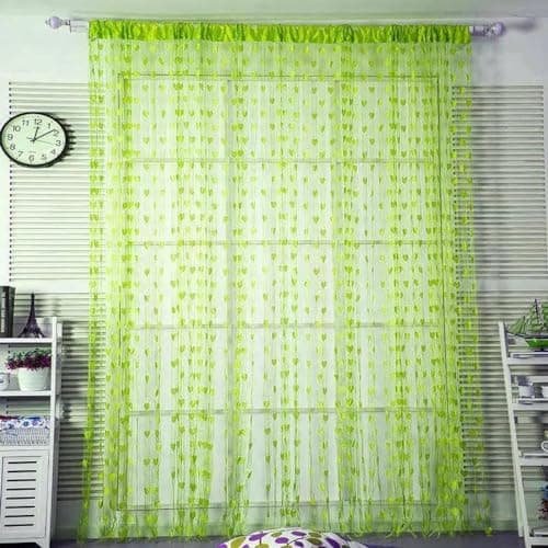 Cute Heart Line Tassel String Door Single Curtain Panel (Lime Green)