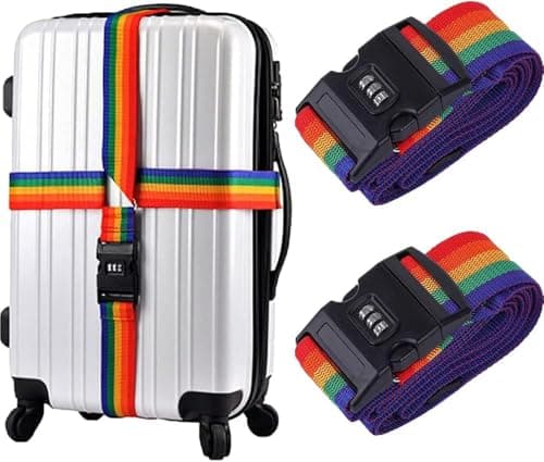 160cm Travel Luggage Belt with Combination Lock, Adjustable Suitcase Safety Belt for Suitcase Identification Prevent Sudden Opening and Easy Identification at Airport