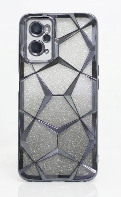 Compatible With (Oppo A96) Case Plating Bling Gradient Glitter Clear Cover Soft TPU Silicone Cute Camera Protection Shockproof Back For Women Girls Case (Black) Cellular phone case