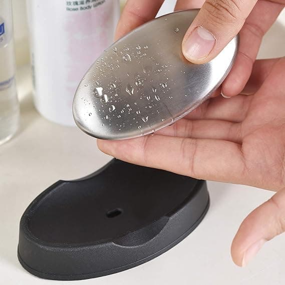 Metal Odor Remover Soap with Nonslip Base for Kitchen Garlic Onion Smell Soap dish
