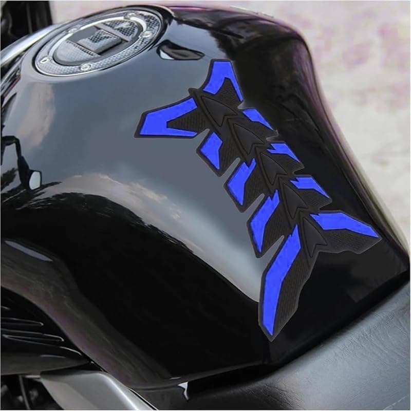 KaberTrade 3D Motorcycle Fuel Tank Protector Sticker Anti Slip Scratch Rubber Protection Pad Universal Design (1 Piece, Blue*Black, Code:8444)