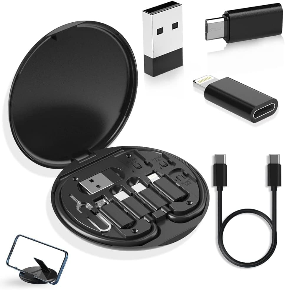 طقم كابل شحن سريع 60 واط مع حامل هاتف مدمج – USB Type Lightn/Micro/Type-C ، كابل شحن محول شاحن متعدد متوافق مع جميع أجهزة المحمول Charging adapter