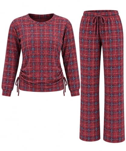 بيجامة كاروهات حريمي خريفي – طقم بلوزة وبنطلون للمنزل وأوقات الراحة AB Pajamas