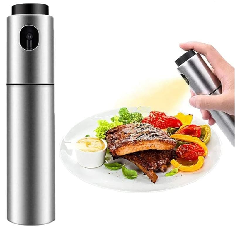 Generic Stainless Steel Oil Sprayer with Glass Interior for Cooking, Frying, and Roasting, .go