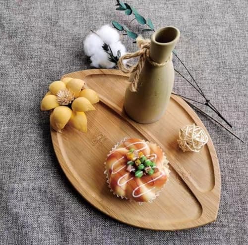 Generic Oval Bamboo Serving Tray Set, Waterproof, for Sushi, Breakfast, Snacks, Fruits, Pastries, 2 Pieces, .sg