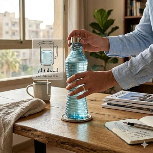 Generic Glass Water Bottle with Clip, Light Blue, 1000ml Capacity for All-Day Hydration, .sew
