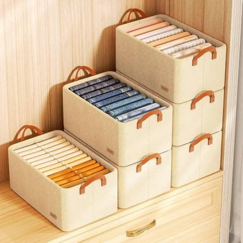 Linen Fabric Clothes Organizer for Dressing, 45 by 30 by 20 cm for Easy and Neat, Foldable and Storage