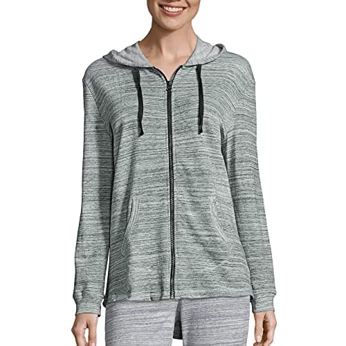 Hanes Women's Slub Jersey Hoodie, Ebony Spacedye, M Sweatshirt