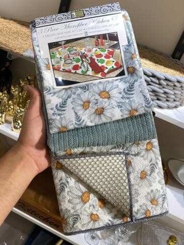 Non-Slip Dish Drying Mat 16x24cm & 2 Kitchen Towels 16x19cm 3-Piece Set