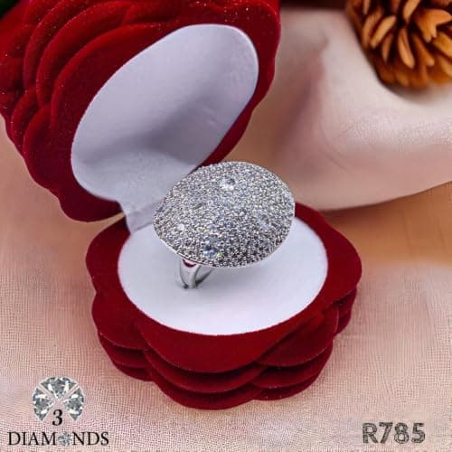 3 Diamonds 292474661778845 Platinum Plated Ring for Women with Zircon Stone - Silver