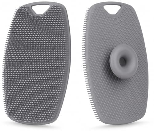 1PC Silicone Body Scrubber, Handheld Shower Cleansing Brush with Storage Hook, Soft Silicone Exfoliating and Massage Brush for All Skin Types, Gentle and Deep Cleansing Bath Brush