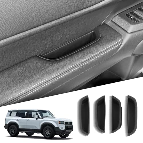 4PCS Door Handle Storage Organizer Compatible with 2024 2025 Toyota Land Cruiser Prado 250 Accessories Front Rear Door Storage Box Interior Black Item container