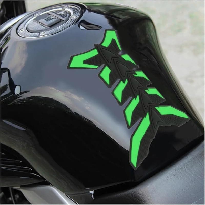 KaberTrade 3D Motorcycle Fuel Tank Protector Sticker Anti Slip Scratch Rubber Protection Pad Universal Design (1 Piece, Green*Black, Code:8445) Sticker decal