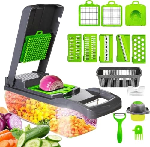 16-Piece Manual Vegetable Slicer and Multi-Cutter with Diverse Blades Set